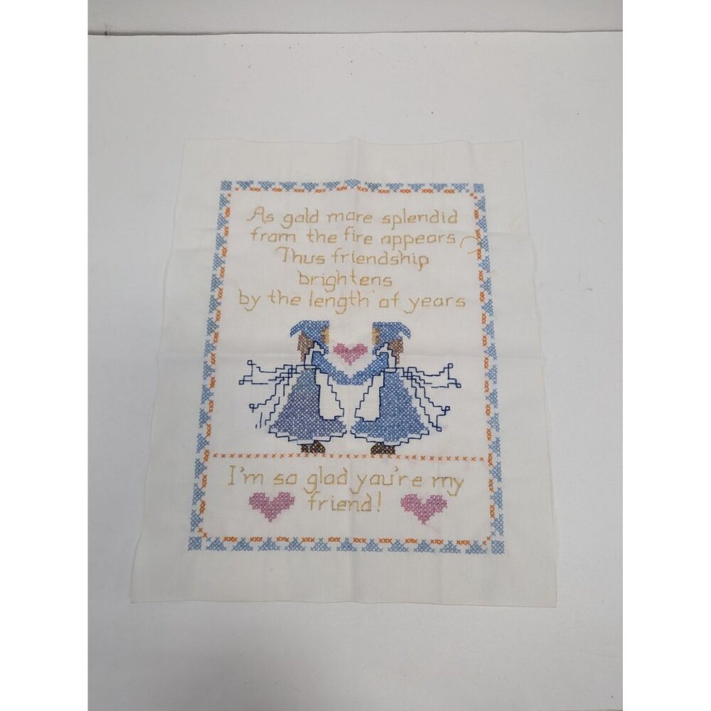 Vintage FRIENDSHIP Stamped Sampler Complete I'm So Glad You Are My Friend